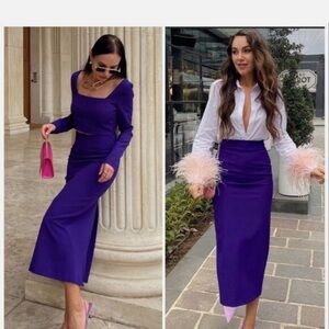 ZARA High Waist Purple Pencil Skirt